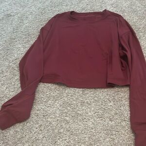 maroon, lululemon, long sleeve, half top